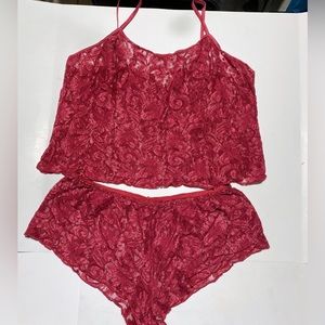 "Cinema Exoile" 2pc. Sexy nighty red wine  shoulder straps Size Large ON SALE🎁